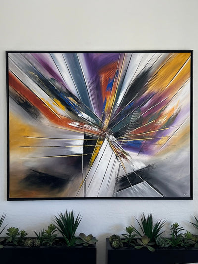 Hand Painted Contemporary Abstract Framed Oil Painting on Canvas