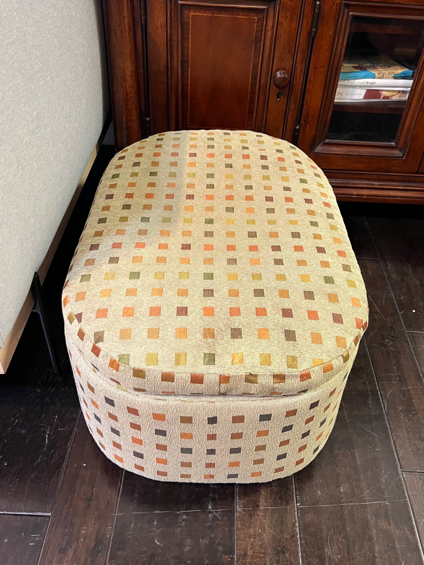 Upholstered Oval Ottoman