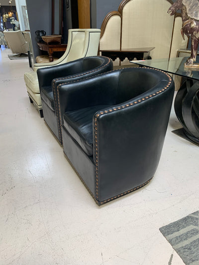 Swivel Leather Nailhead Club Chair