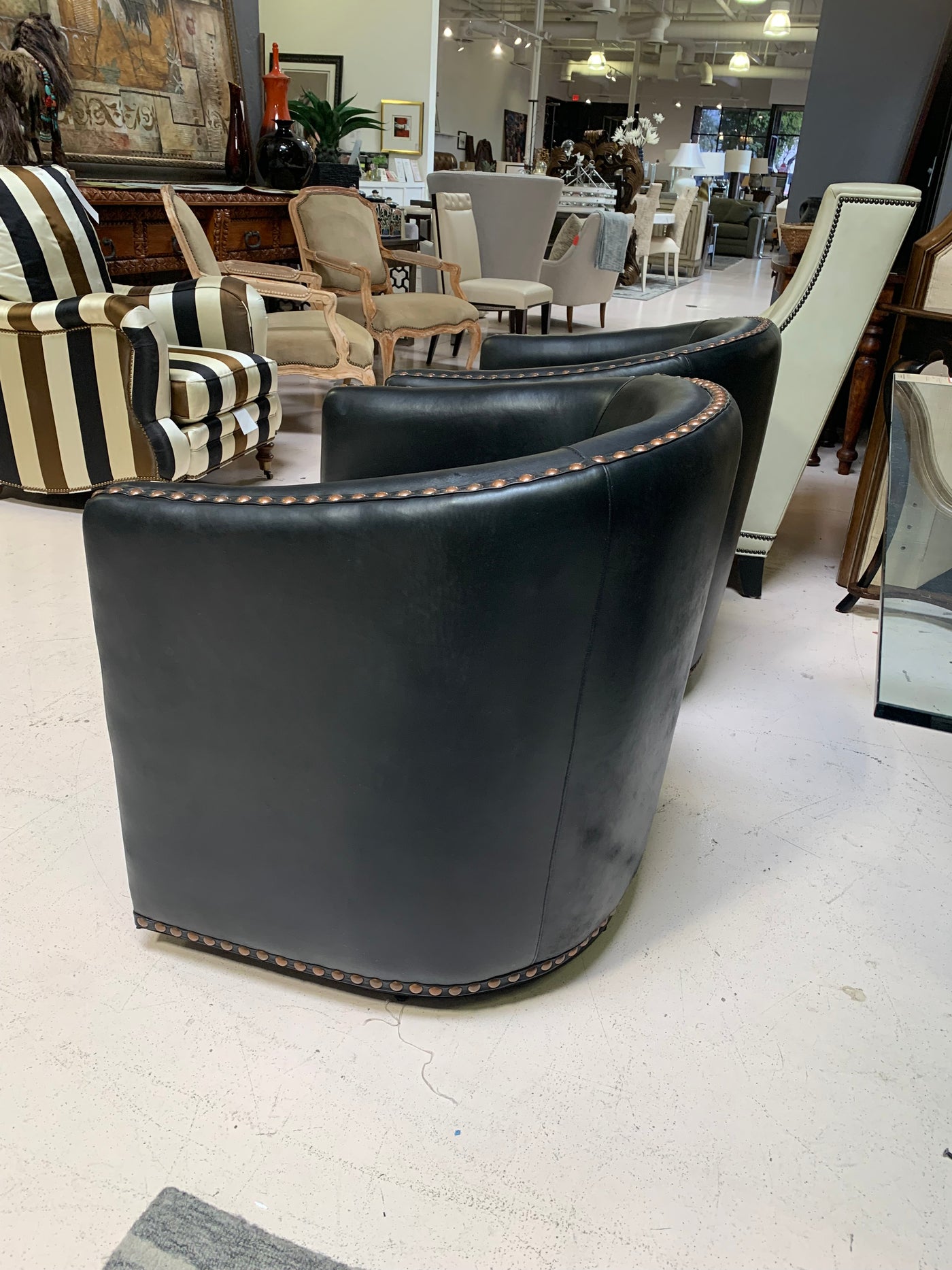 Swivel Leather Nailhead Club Chair