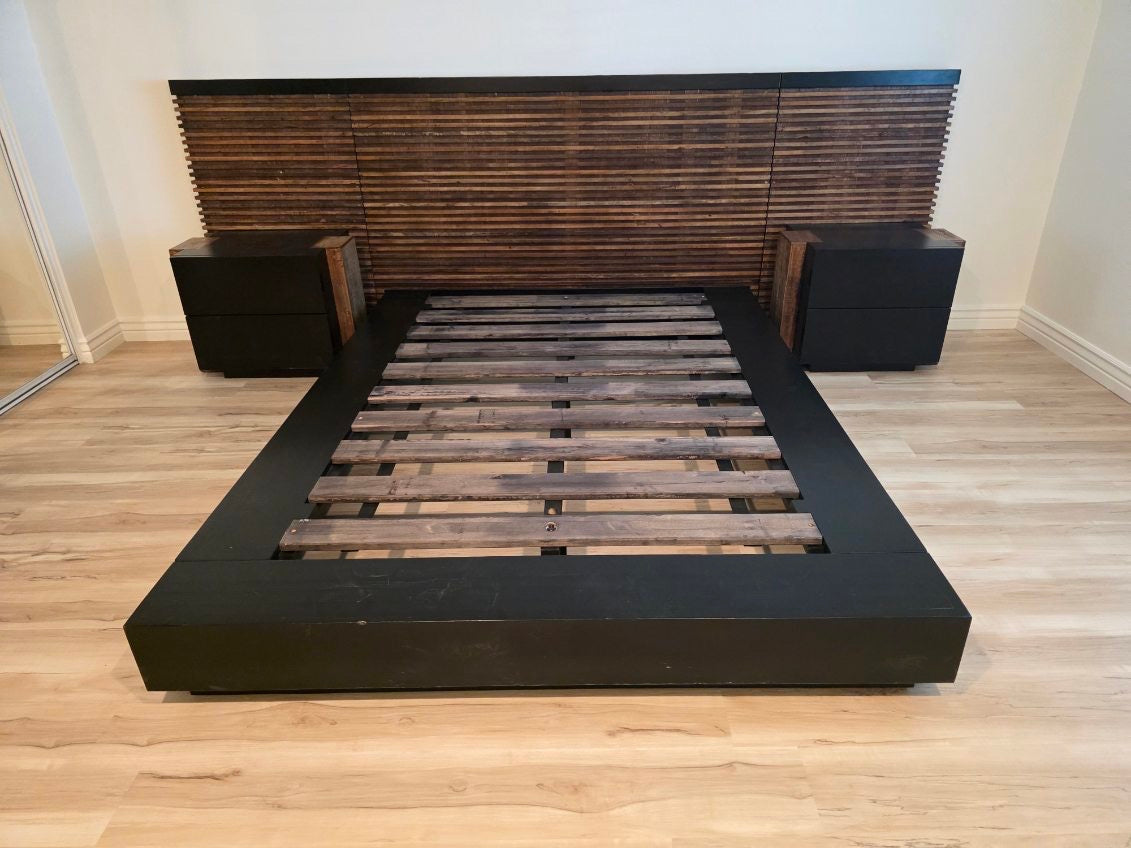 Contemporary Low Profile Queen Bed Set