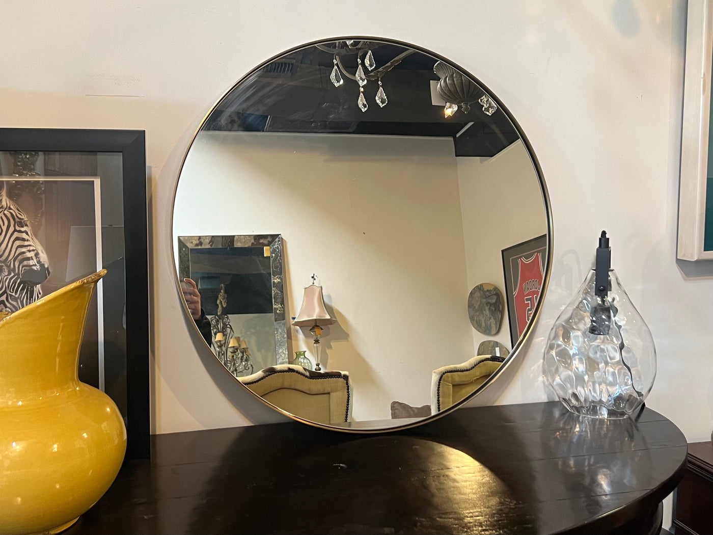 Regina Andrew Natural Brass Round Rowen Mirror