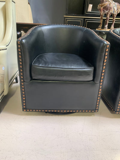 Swivel Leather Nailhead Club Chair
