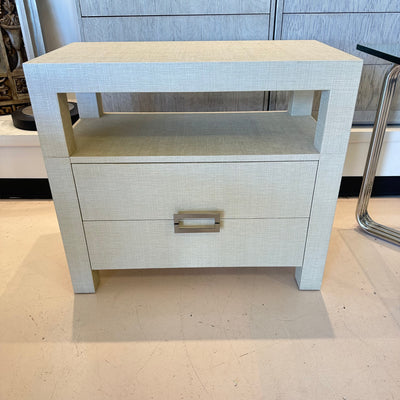 Custom grass cloth cabinet