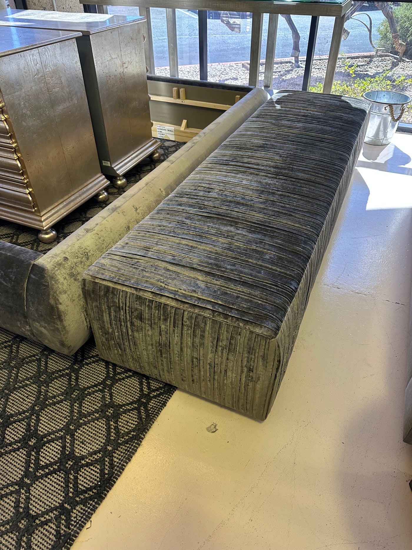 Custom Pleated Velvet bench