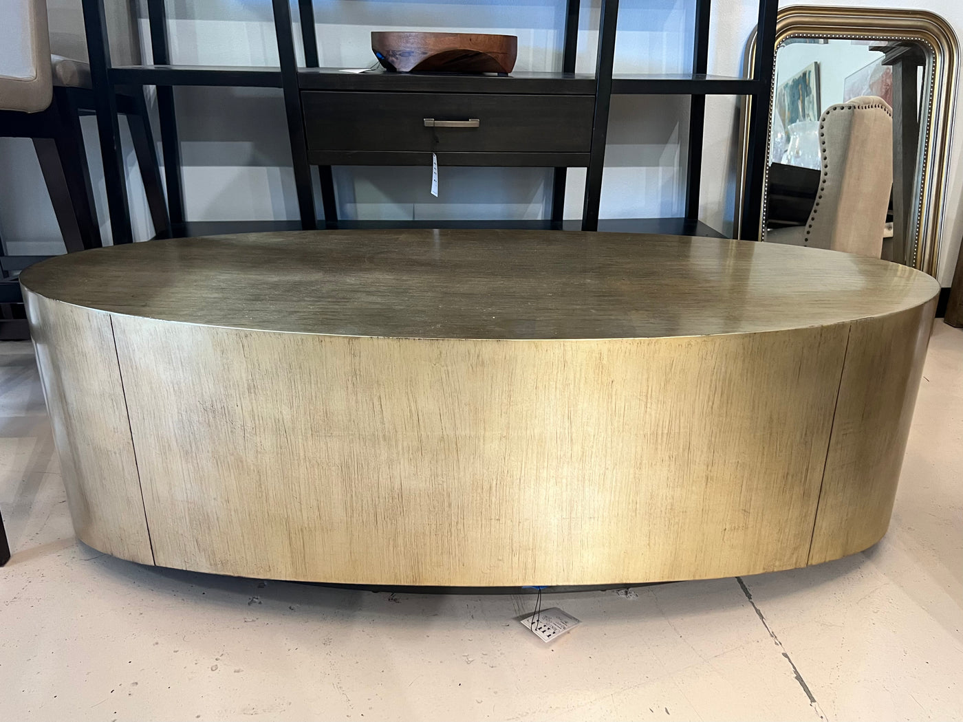 New Caracole 'Come Oval Here' Gold Leaf Coffee Table