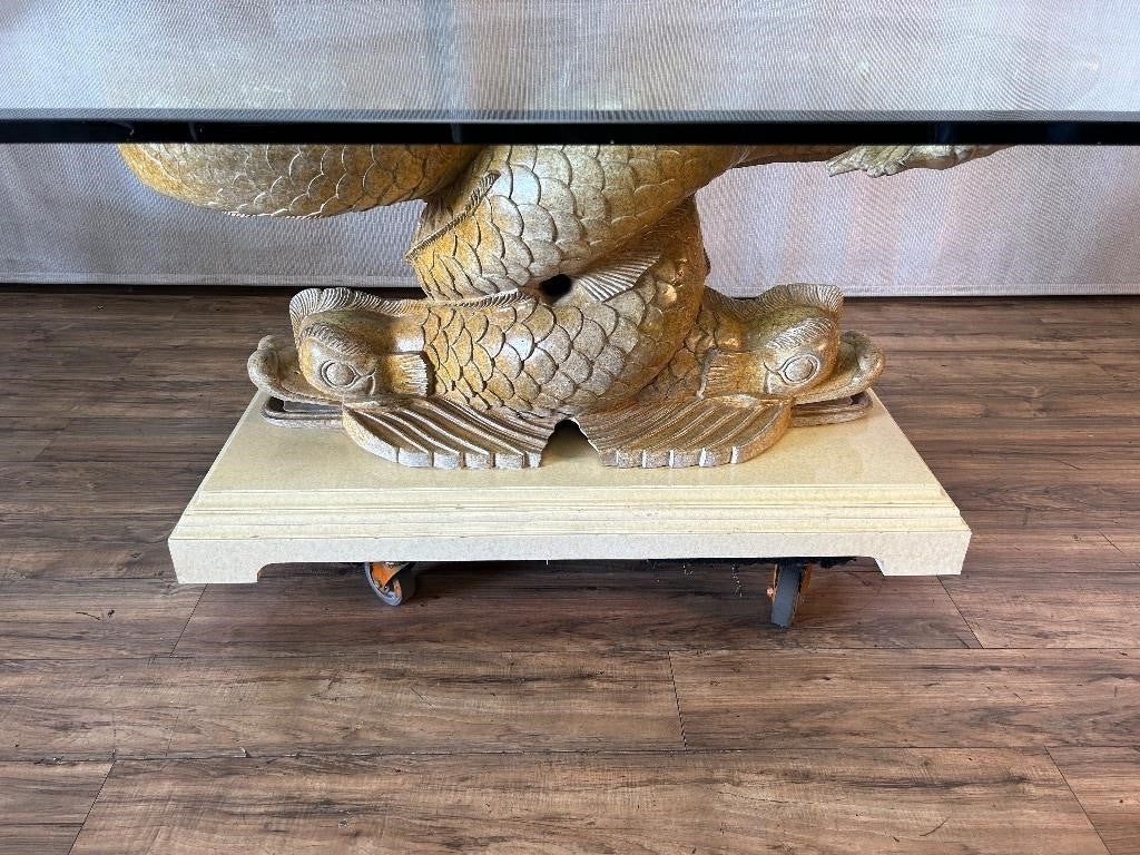 Vintage Marge Carson Koi Glass Dining Table