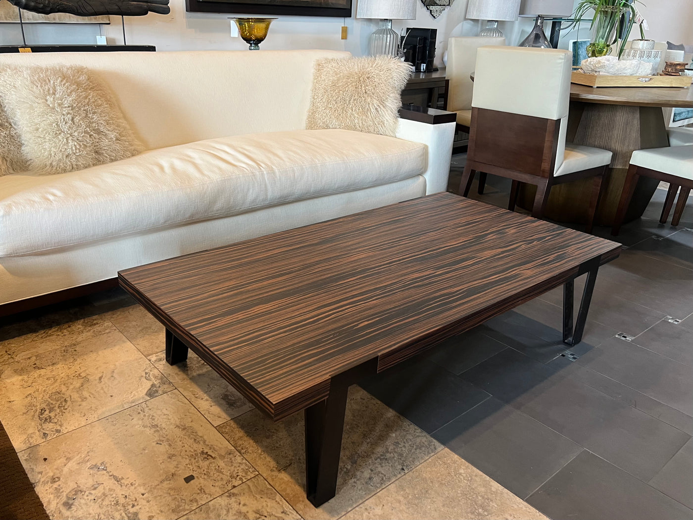 Contemporary Wood & Metal Rectangular Coffee Table