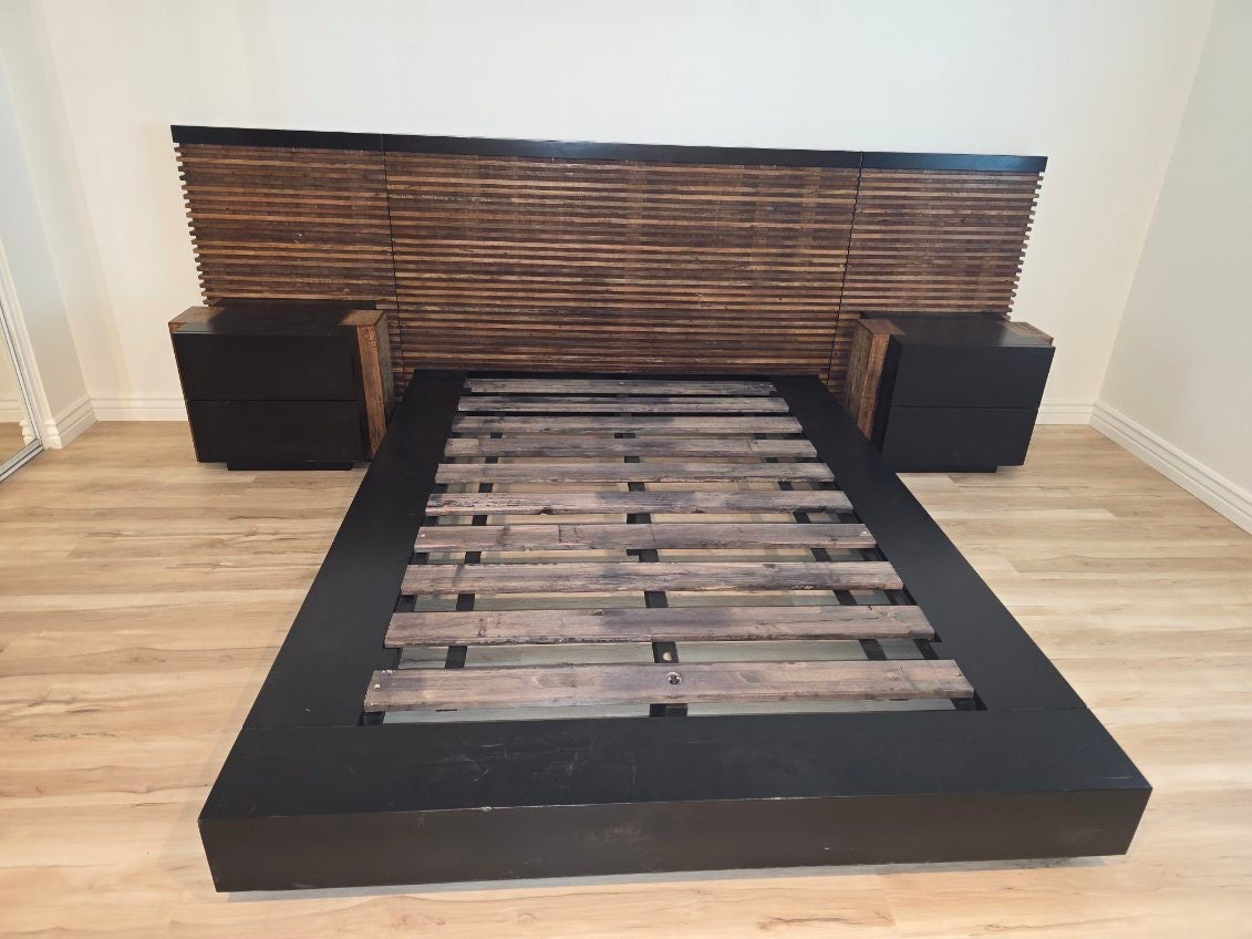 Contemporary Low Profile Queen Bed Set