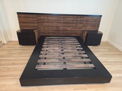 Contemporary Low Profile Queen Bed Set