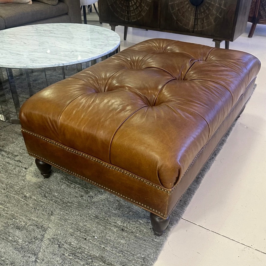 Bernhardt Leather Tufted Ottoman