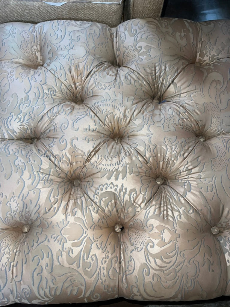 Upholstered Tufted Ottomans Pair
