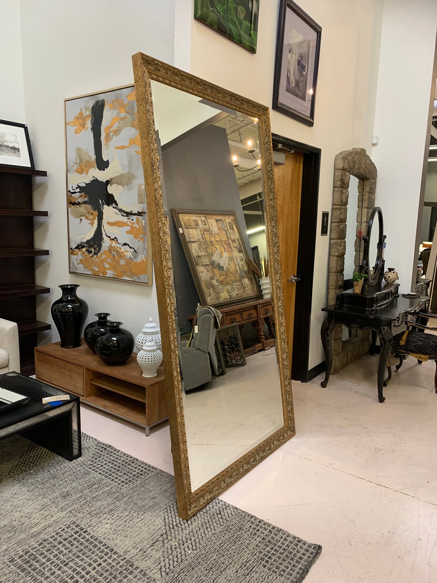 Large Gold Framed Floor Mirror