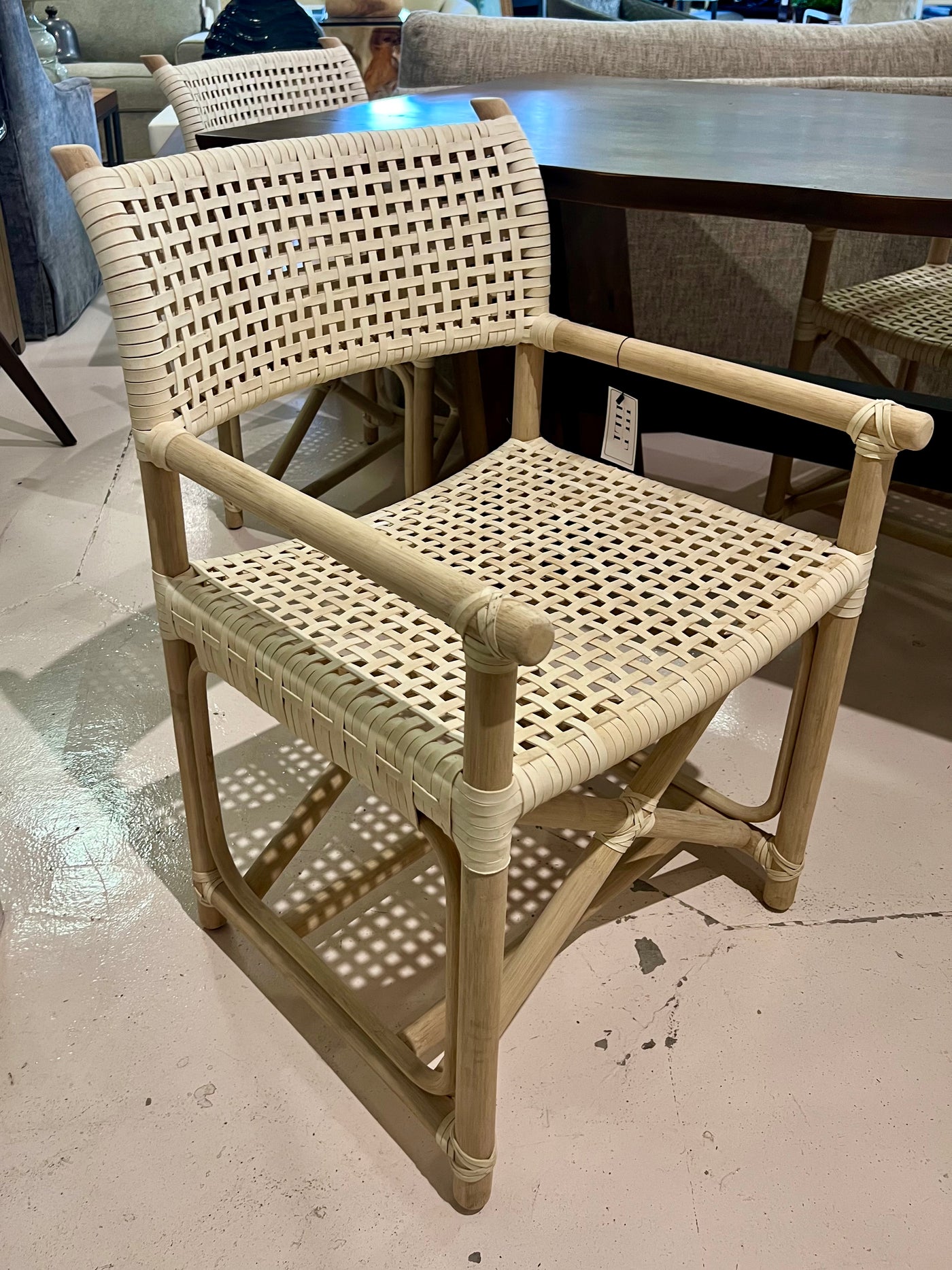 Lacor Woven Leather & Bamboo Dining Chairs - 4 Available