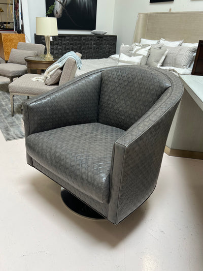 Gray Leather Roberts Swivel Chair