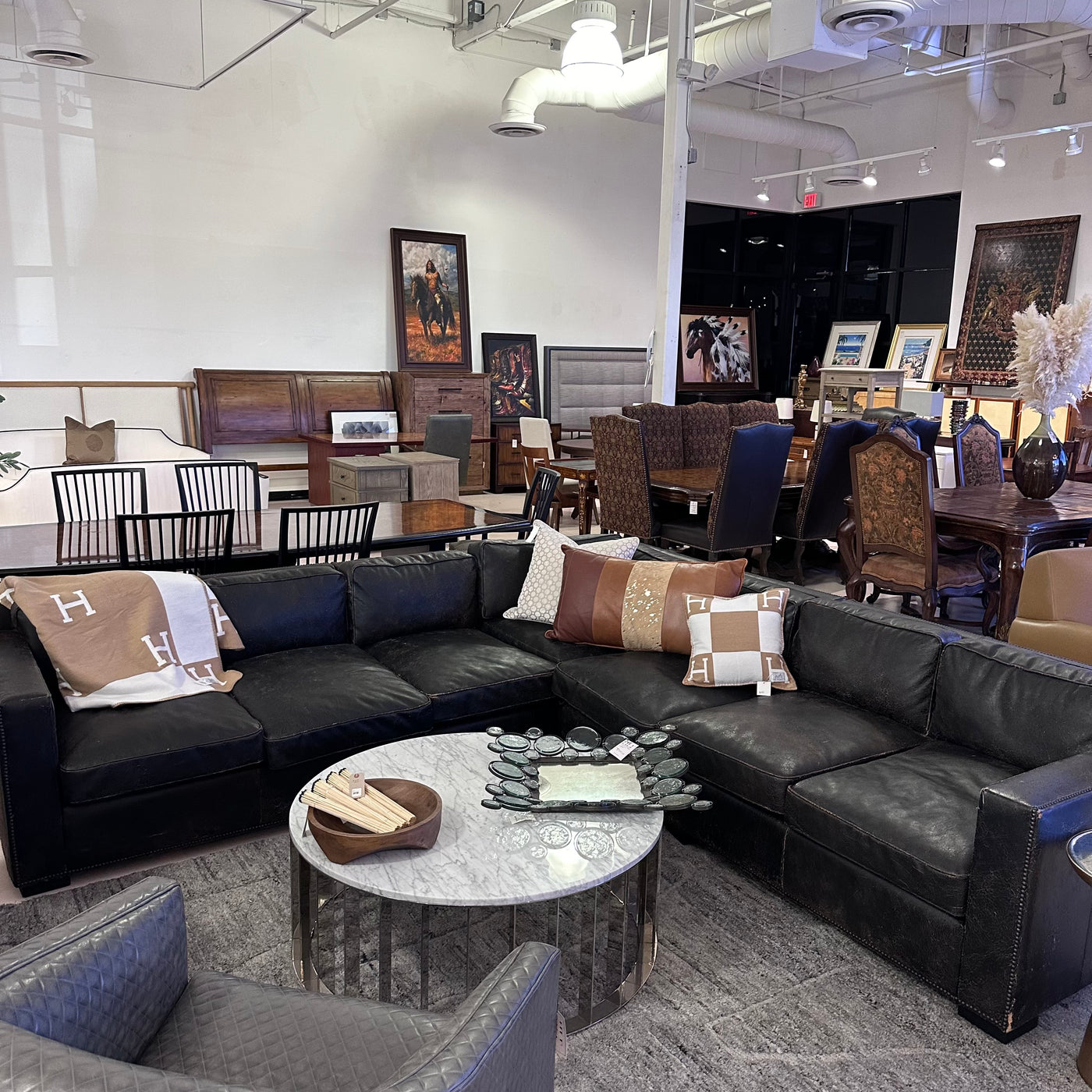 Restoration hardware distressed leather sectional