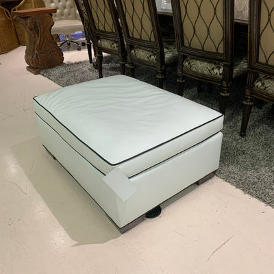 Ralph Lauren White Leather Ottoman