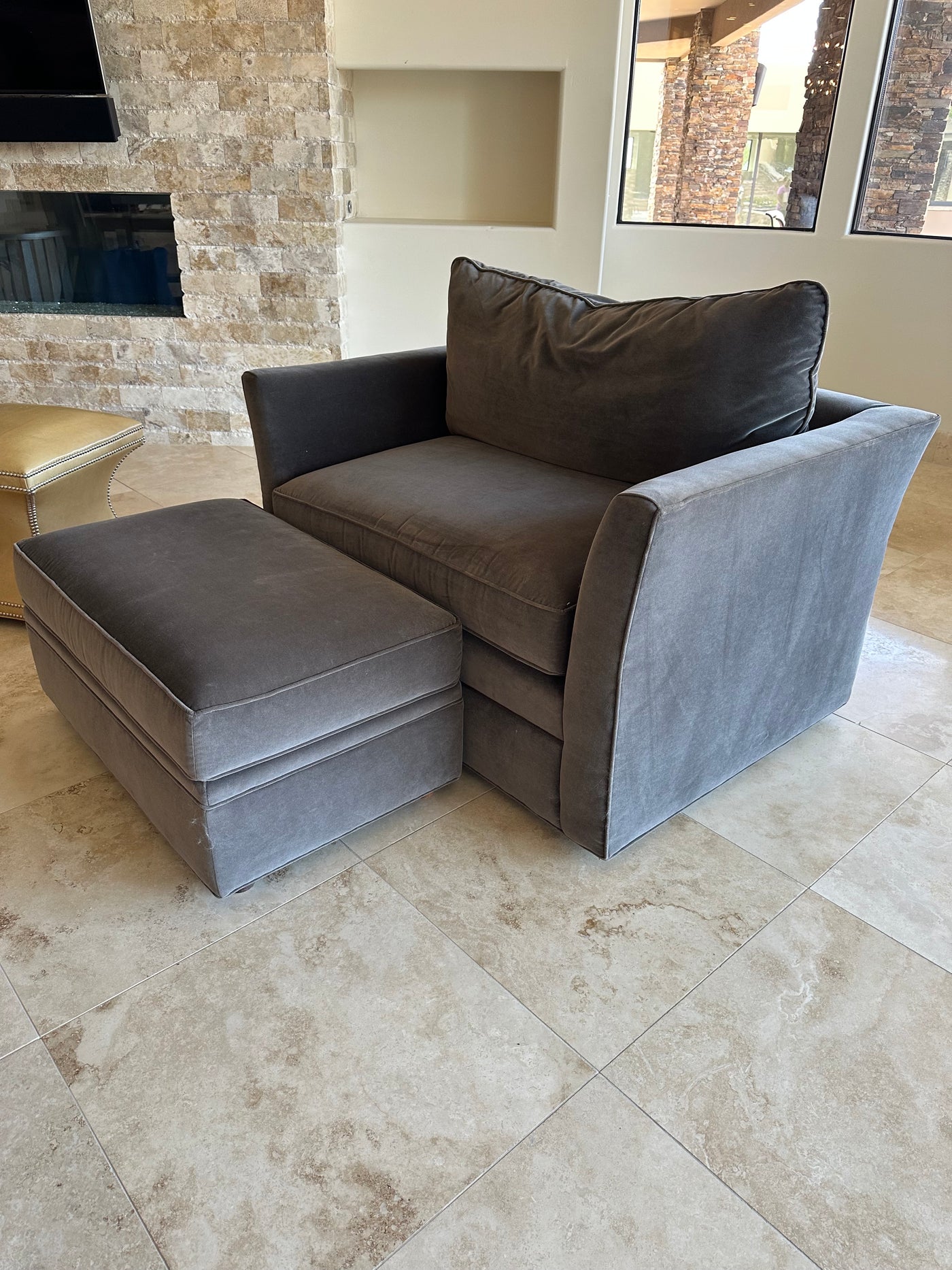 Taylor king Large Upholstery Accent Swivel Chair with Ottoman