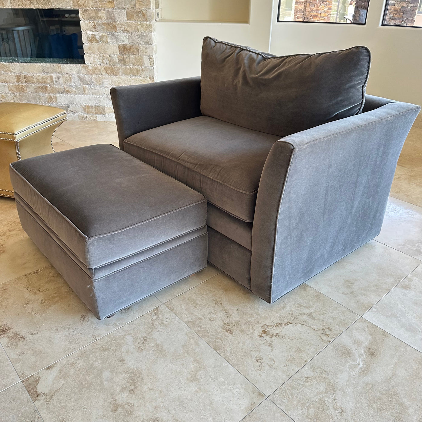Taylor king Large Upholstery Accent Swivel Chair with Ottoman