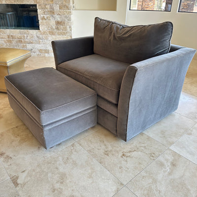 Taylor king Large Upholstery Accent Swivel Chair with Ottoman
