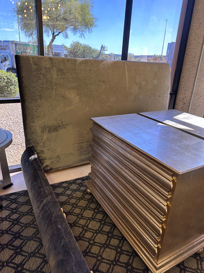 Custom King velvet Low Profile Bed