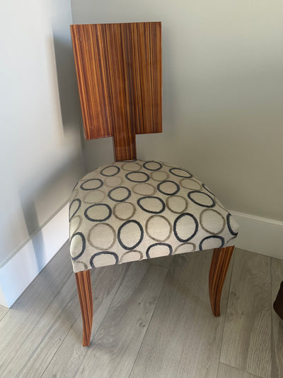 Zebrano Wood & Fabric Accent Chair