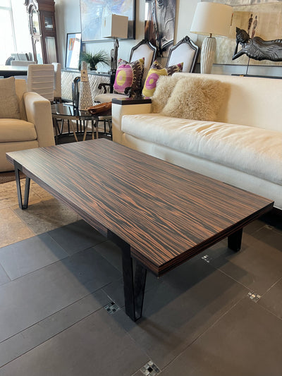 Contemporary Wood & Metal Rectangular Coffee Table