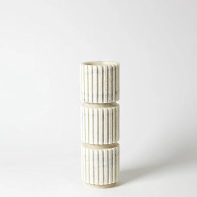 New Global Views Marble Stacked Pillar Candle Holder