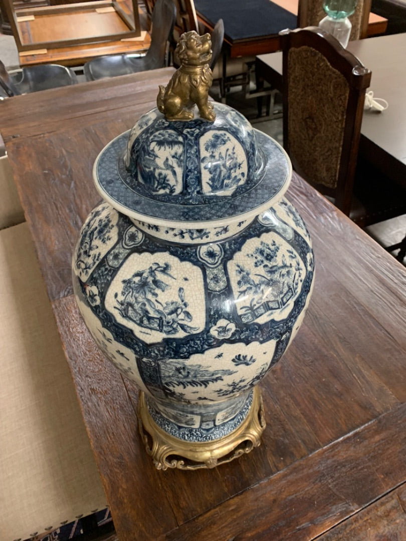 Bronze and Porcelain Oriental Vase