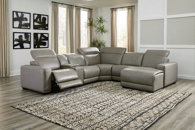 Correze 6-Piece Dual Power Leather Reclining Modular Sectional with Console and Chaise