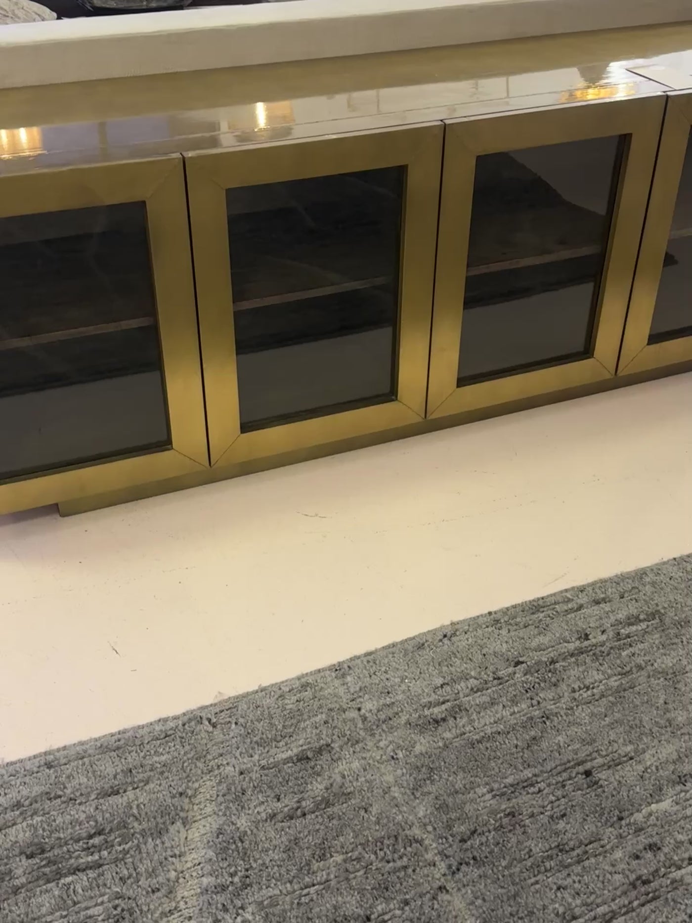 four hands freda media console brass cabinet