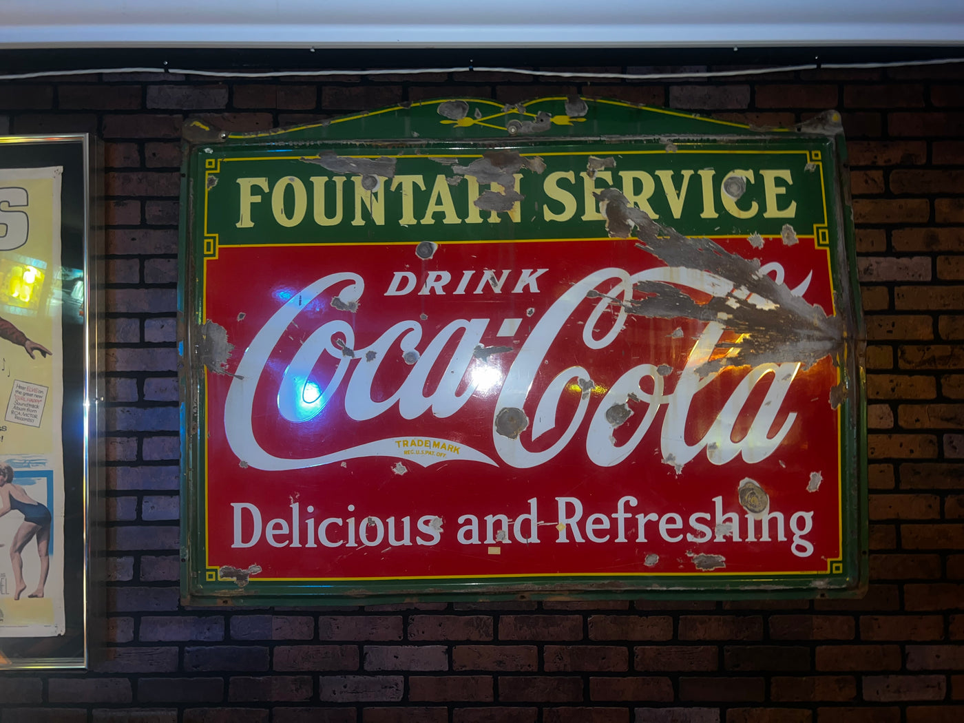 Coca Cola Fountain Service Metal Sign 1935